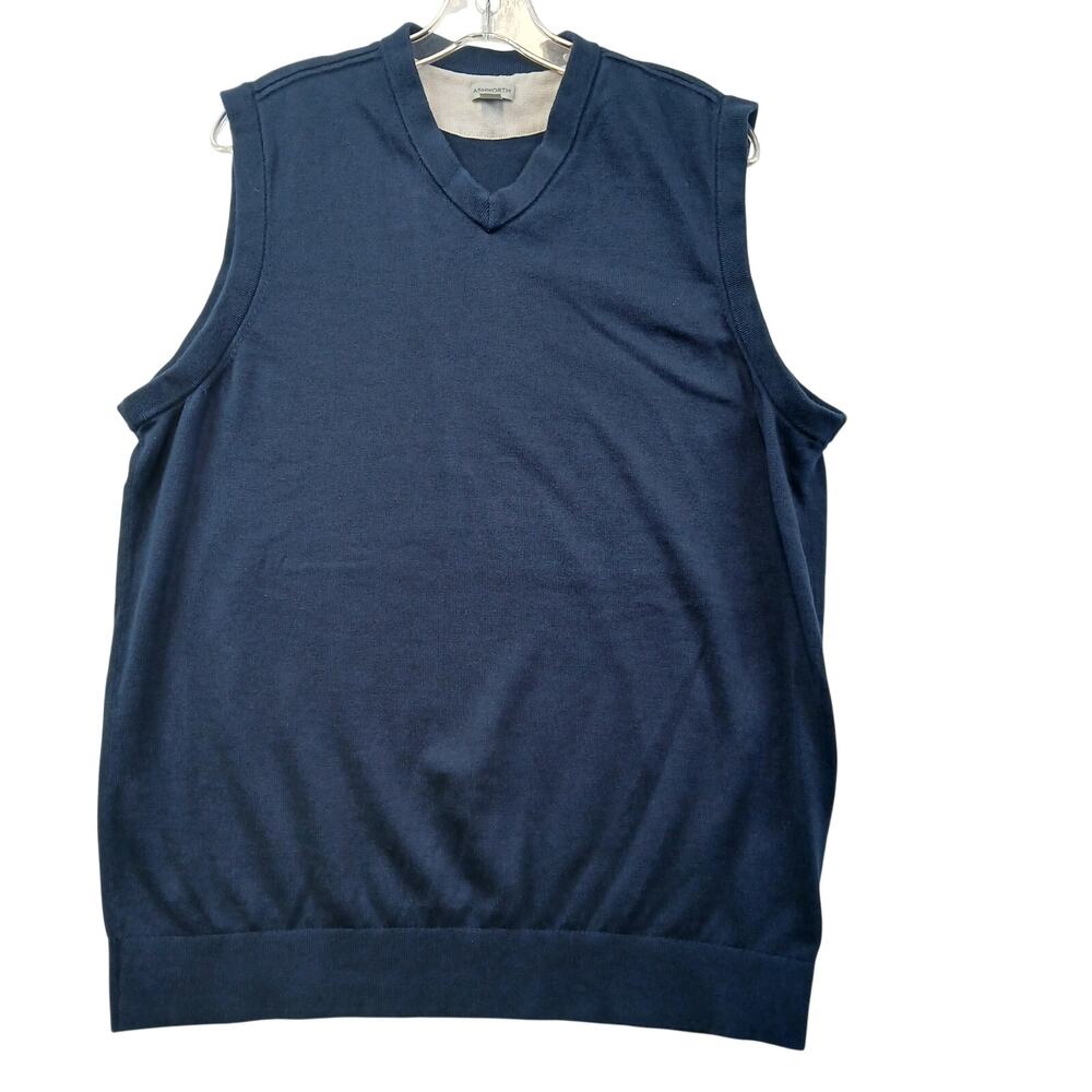 Vintage Ashworth Knit Golf Sweater Vest Navy Blue Large